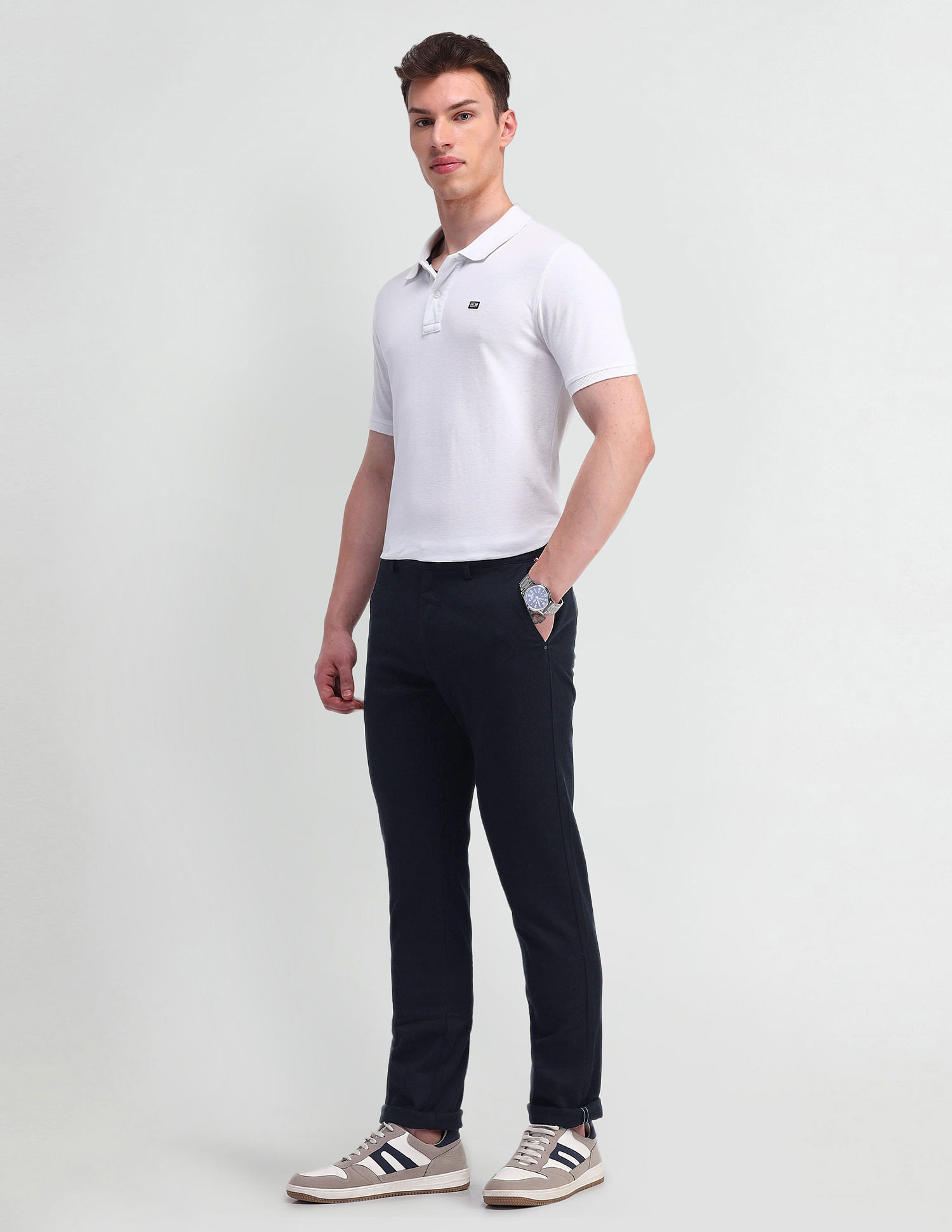 Arrow Sports Slim Fit Solid Trousers