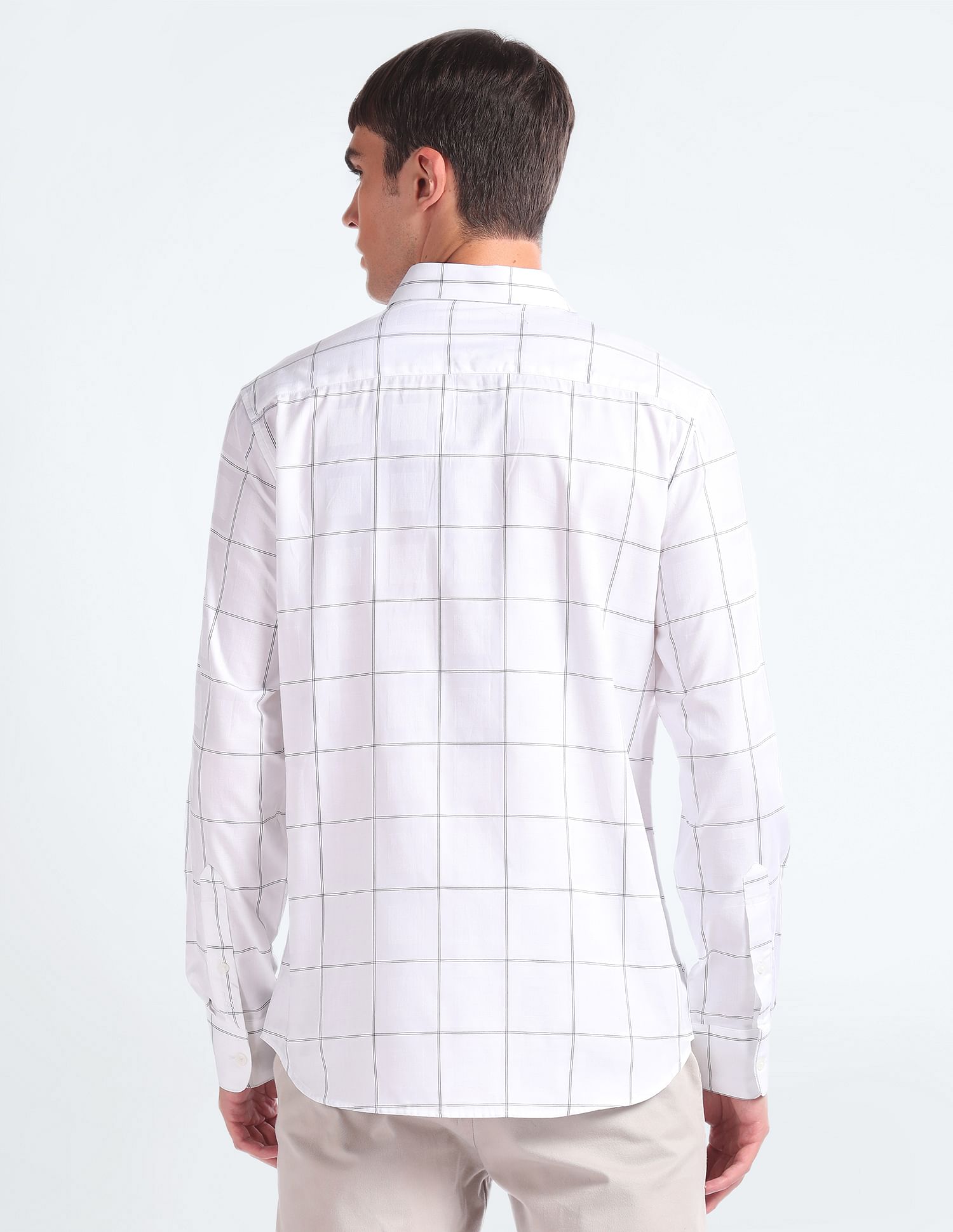 Flying Machine Windowpane Check Cotton Shirt