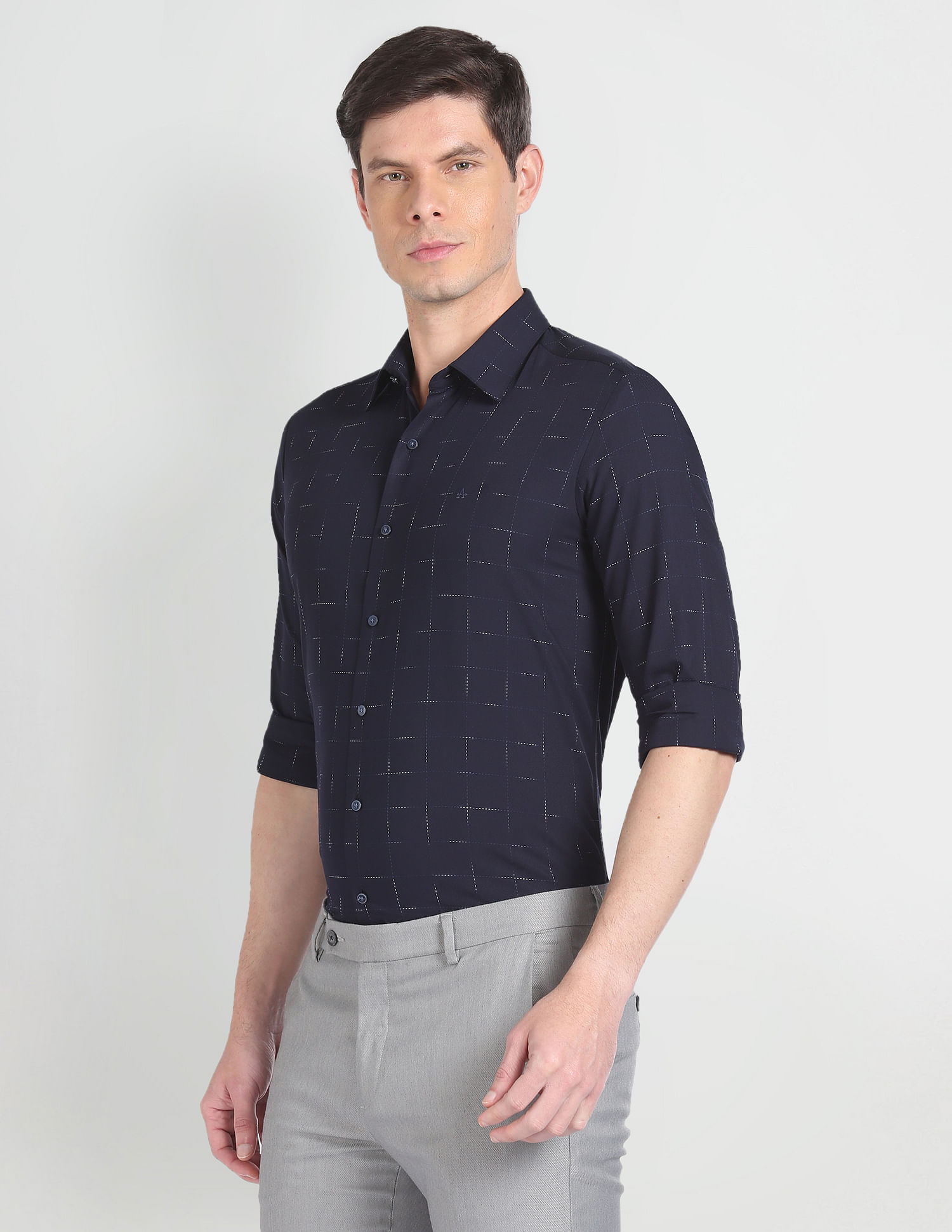 Arrow Newyork Windowpane Check Twill Shirt