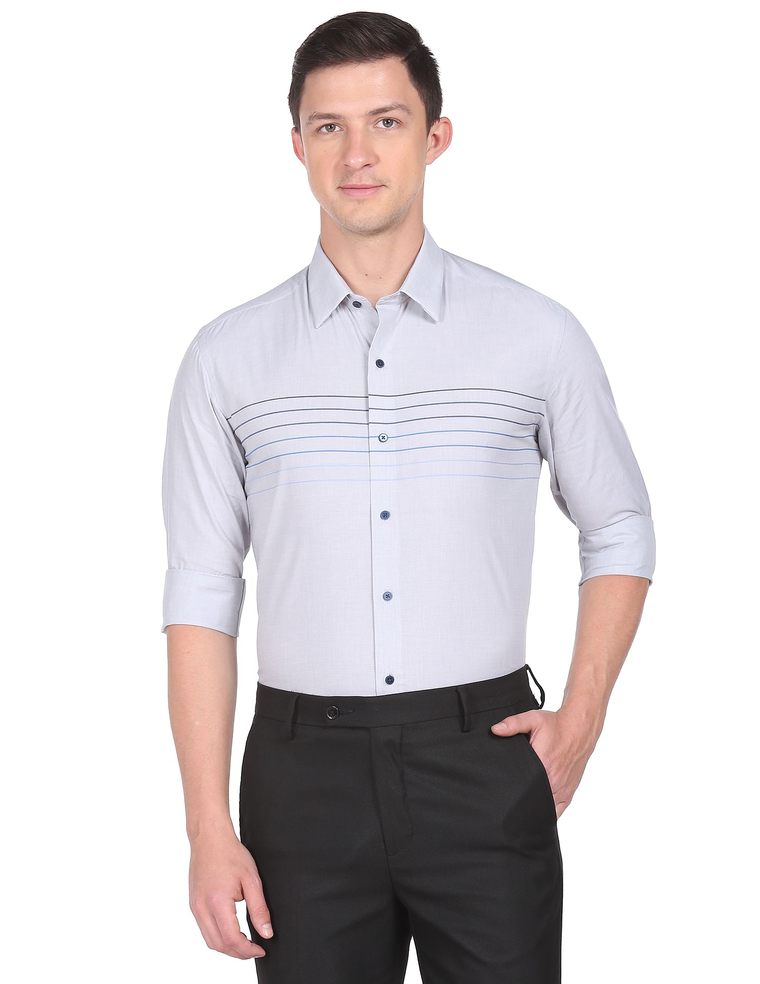 Arrow Newyork Horizontal Stripe Manhattan Slim Fit Shirt