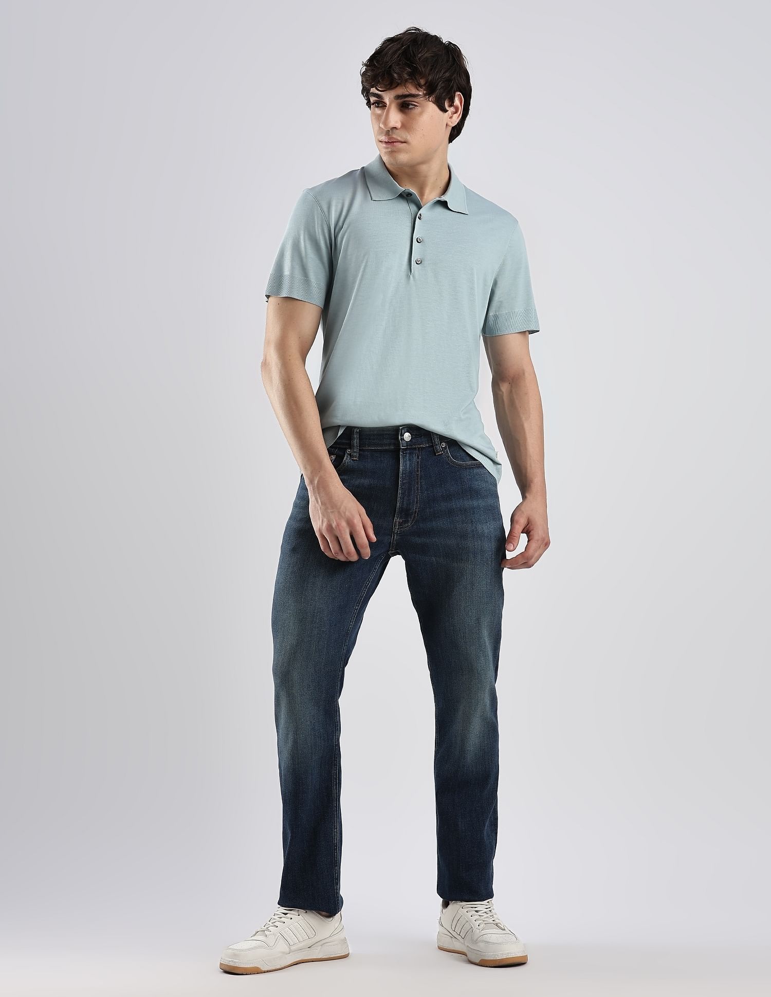 Calvin Klein Solid Regular-Fit Cotton Polo T-Shirt