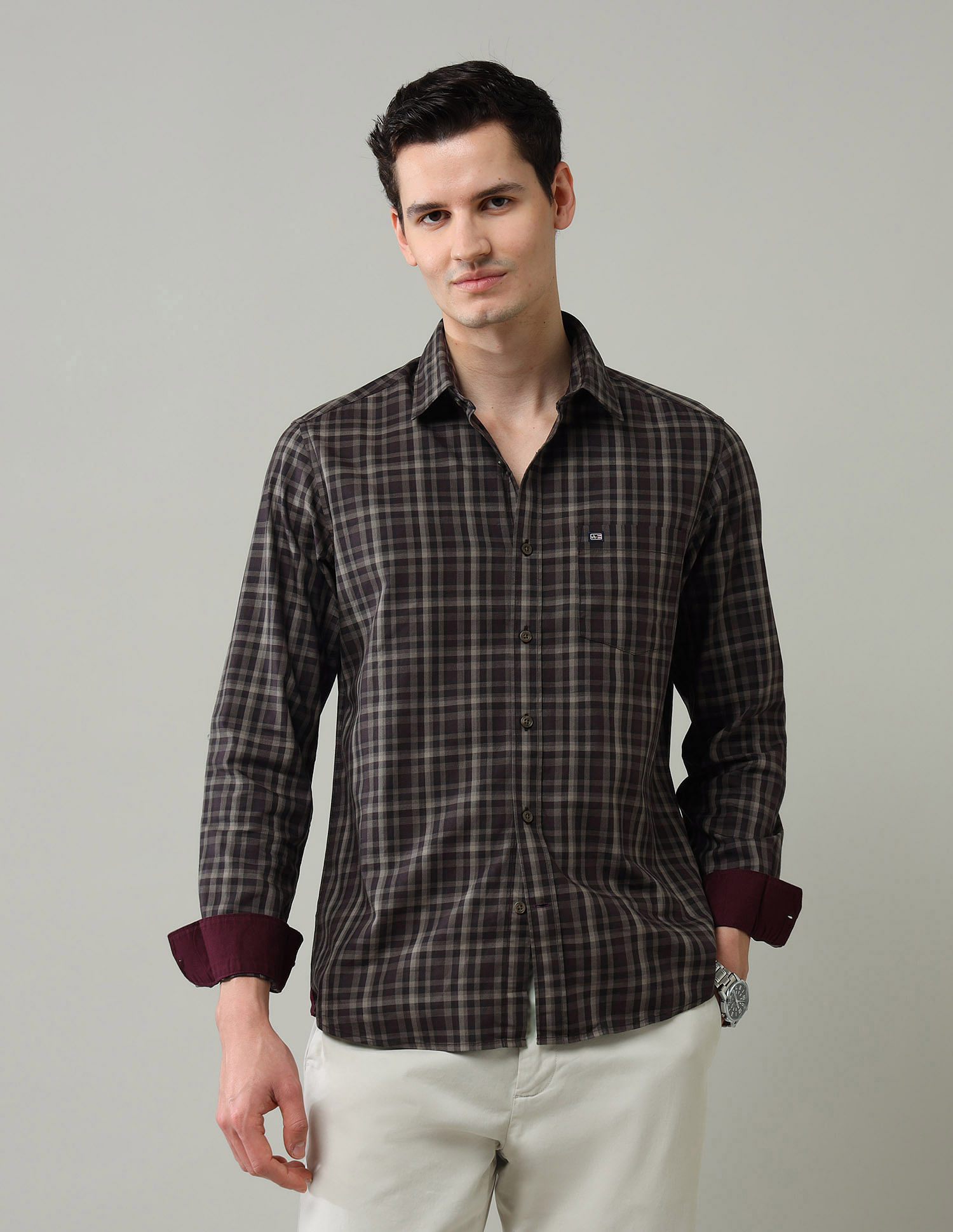 Arrow Sport Tartan Checked Slim Fit Shirt