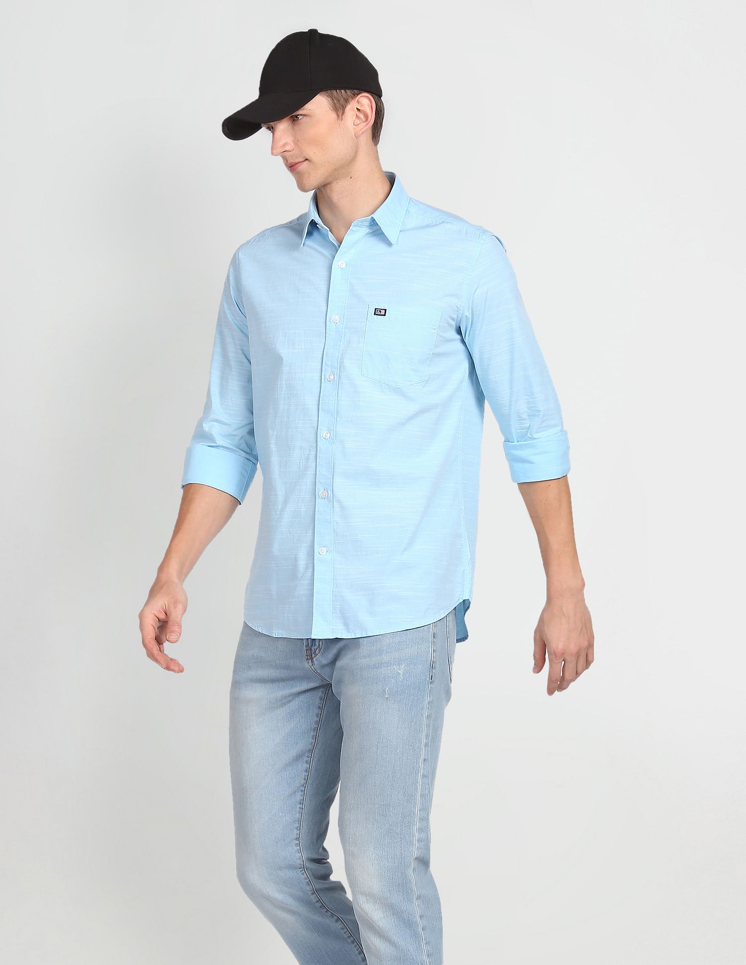 Arrow Sports Horizontal Stripe Slim Fit Shirt