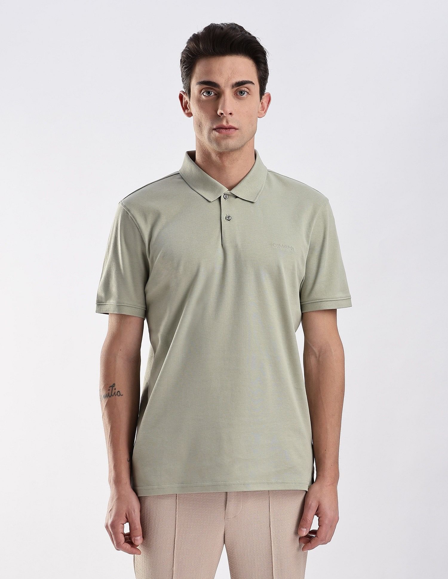 Calvin Klein Jeans Regular-Fit Solid Cotton Polo Shirt