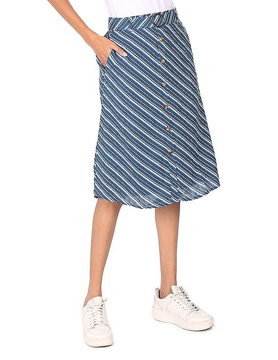Share more than 71 blue white striped skirt latest