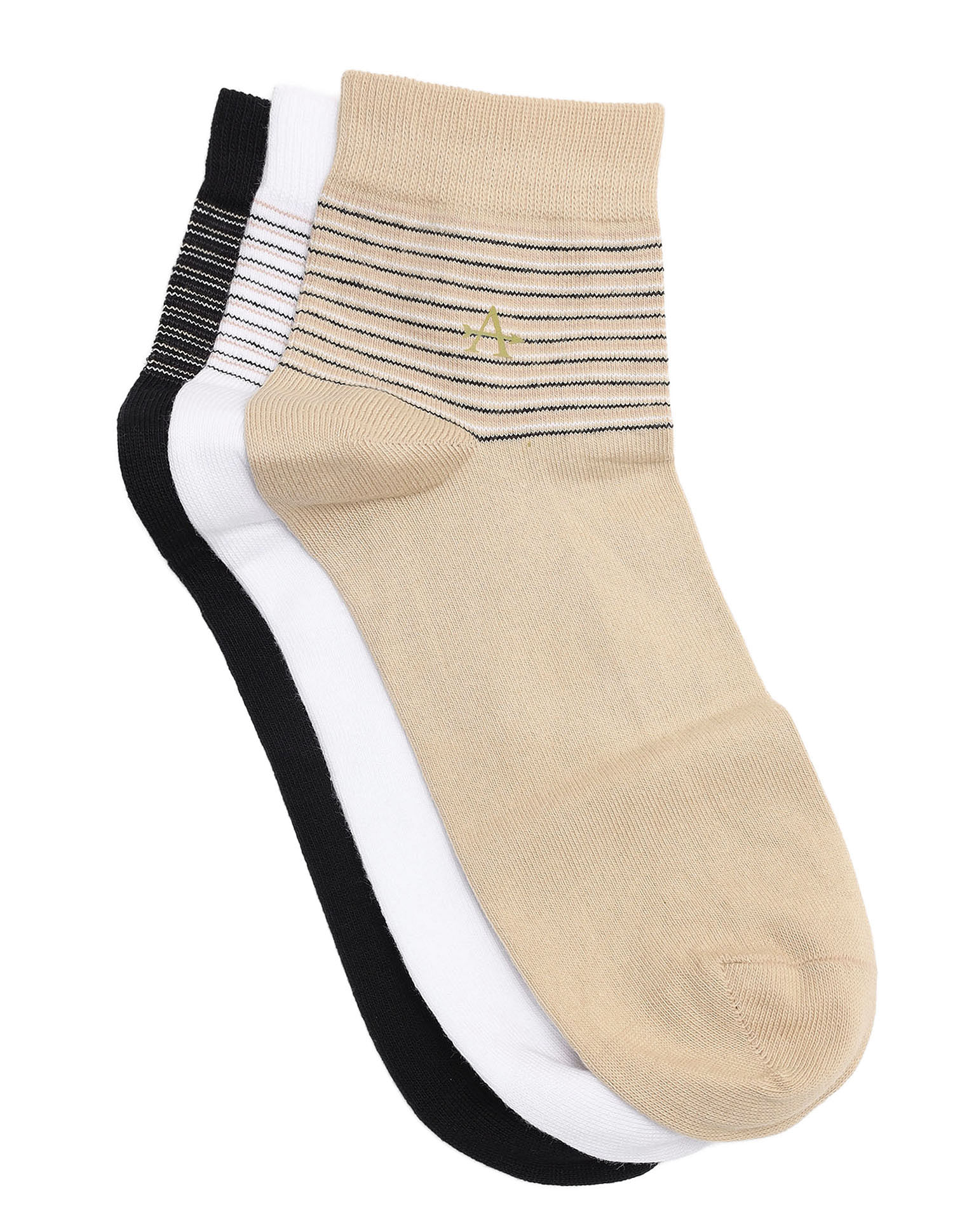Arrow Ankle Length Striped Cotton Socks - Pack Of 3