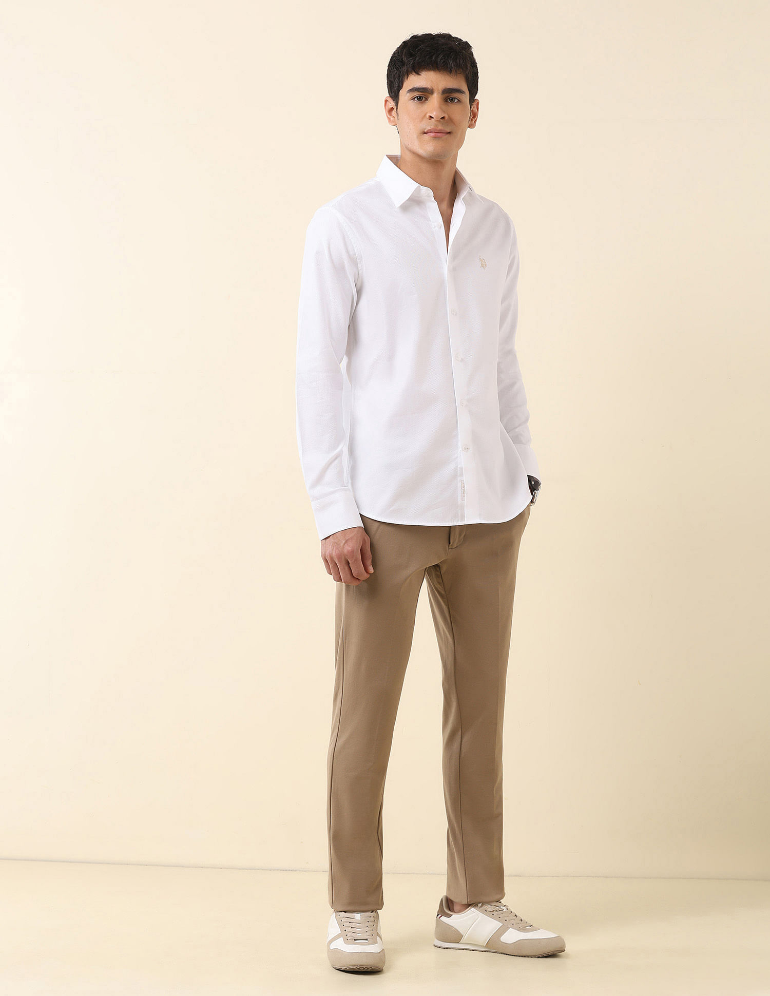 U.S. Polo Assn. Tailored Fit Solid Pure Cotton Shirt