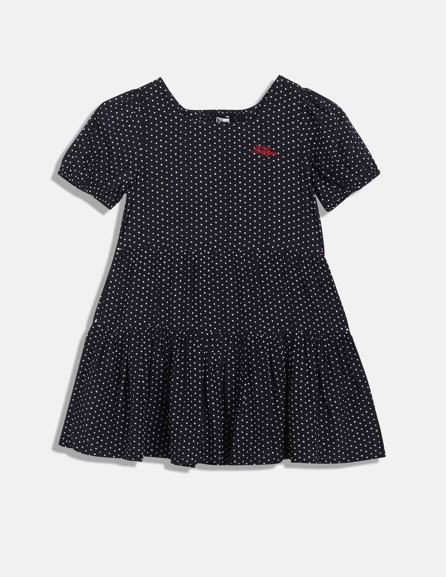 Tommy Hilfiger Kids Girls Printed Regular-Fit Viscose Dress