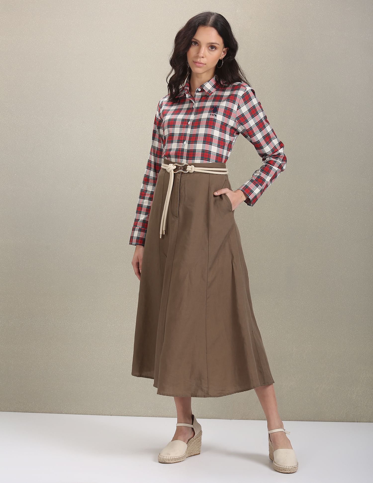 U.S. Polo Assn. Women Tartan Check Oxford Shirt