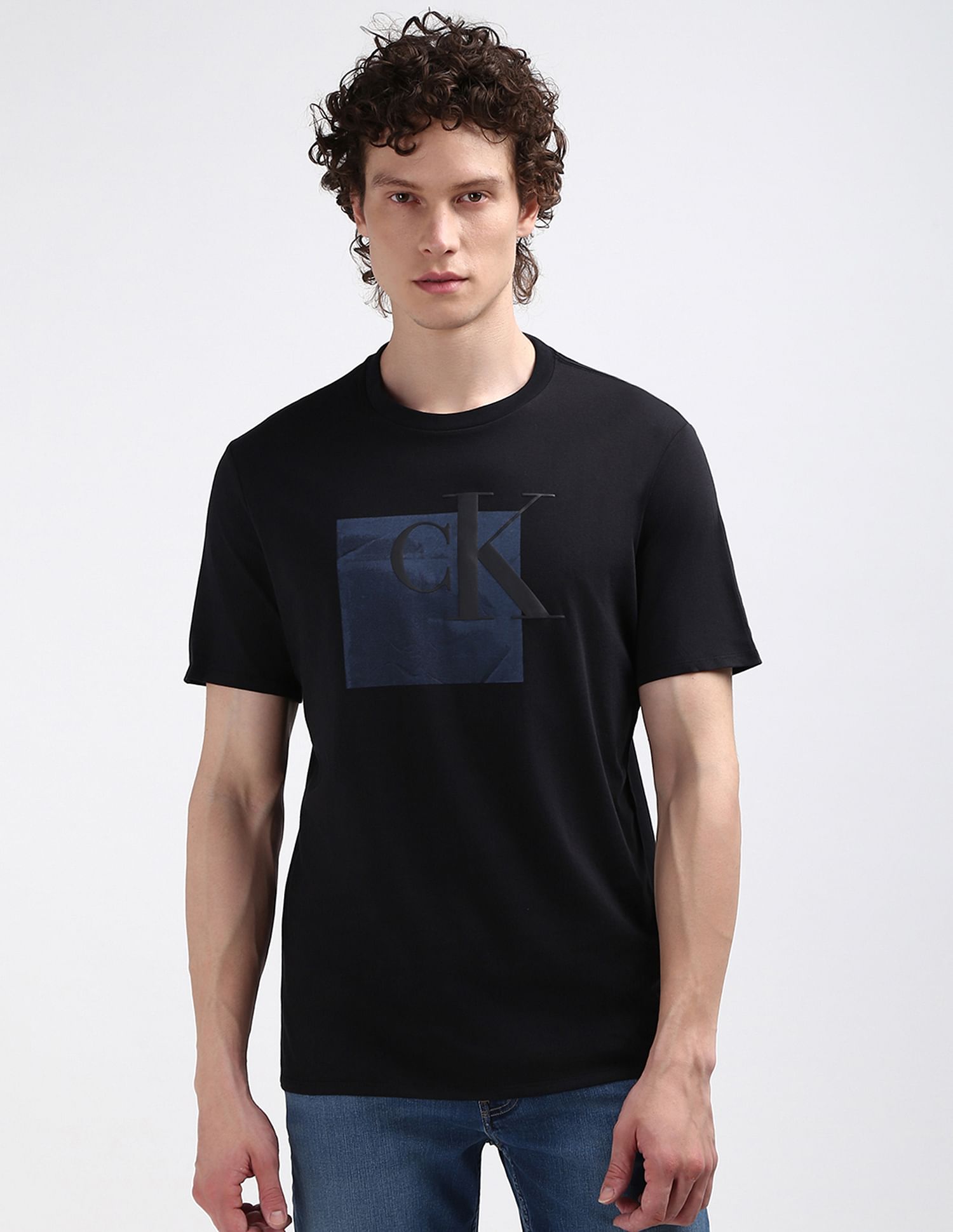 Calvin Klein Brand Print Cotton T-Shirt