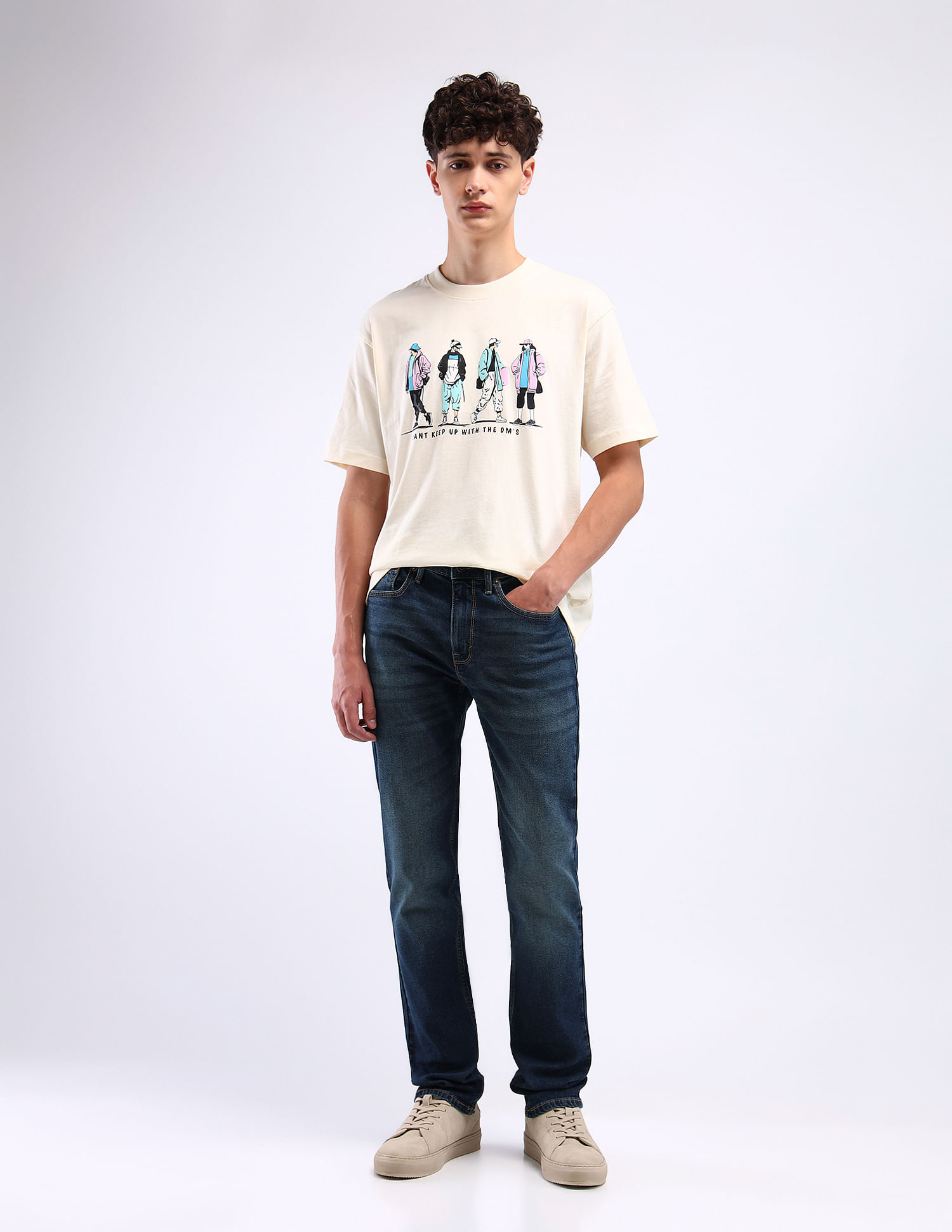Flying Machine Mid Rise Freddie Slim Straight Fit Jeans