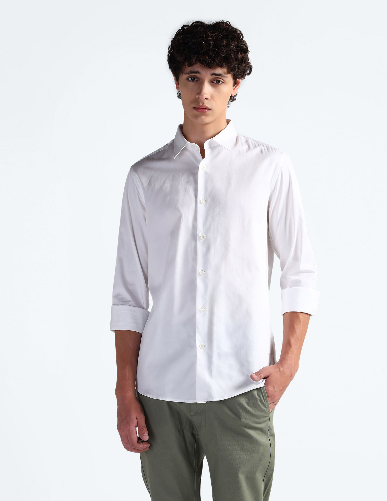 Flying Machine Sateen Cotton Slim Fit Shirt