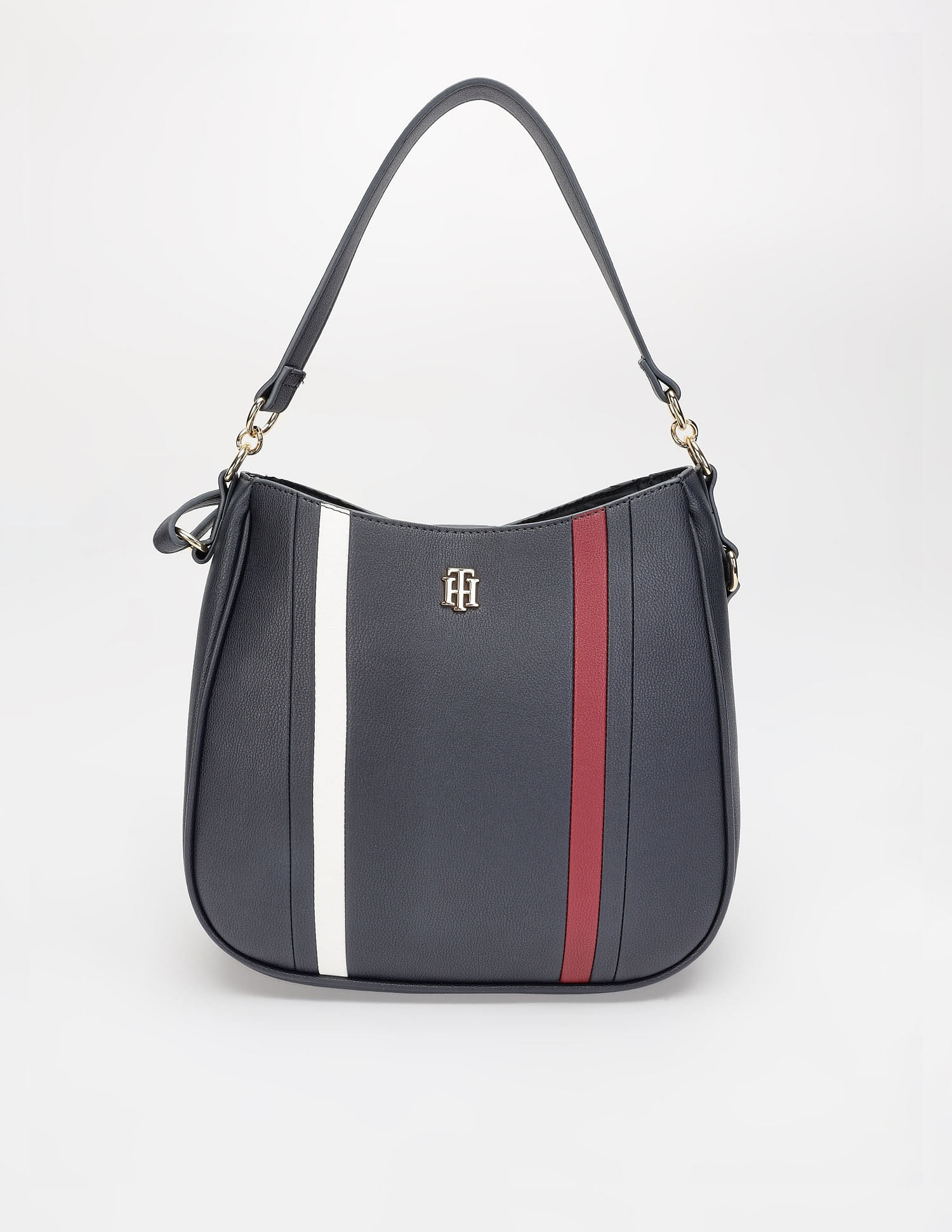 Tommy Hilfiger Striped Navy Pu Handbag