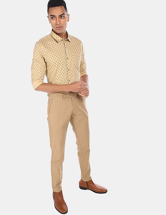 Buy Ruggers Beige Regular Fit Flat Front Trousers for Mens Online  Tata  CLiQ