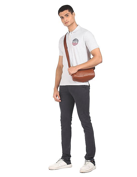 Aeropostale Men White Pique Solid Polo Shirt