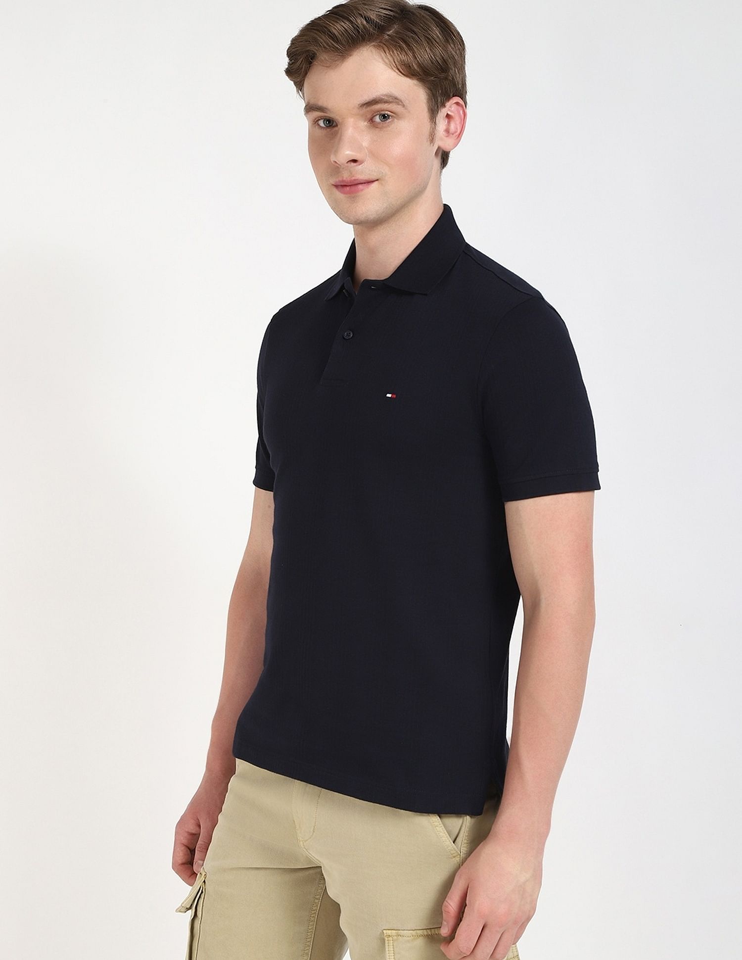 Tommy Hilfiger Solid Regular-Fit Cotton Polo Shirt