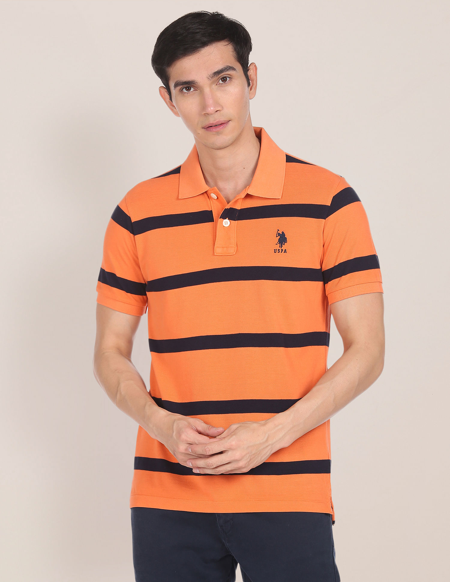U.S. Polo Assn. Striped Pique Polo Shirt