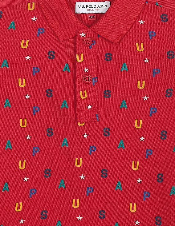 U.S. Polo Assn. Kids Boys Cotton All Over Print Polo Shirt