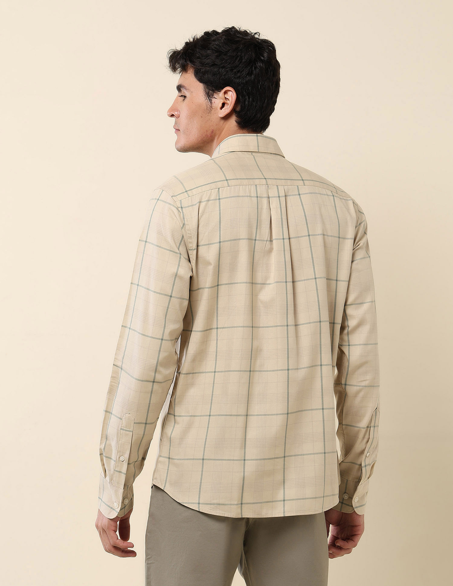 U.S. Polo Assn. Windowpane Checked Pure Cotton Shirt