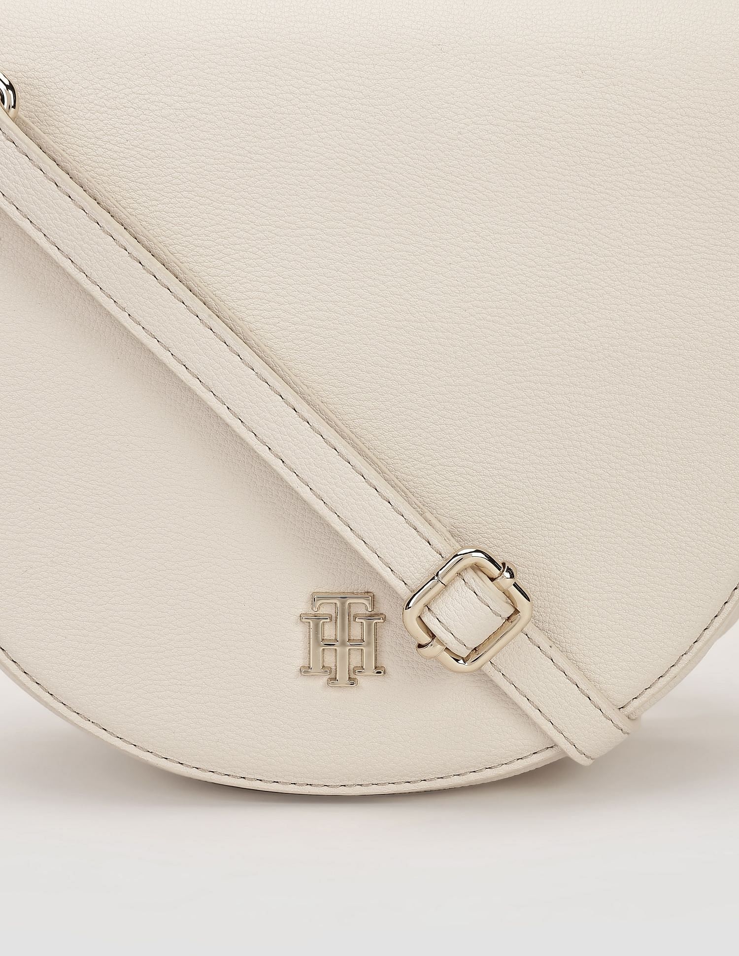 Tommy Hilfiger Solid Beige PU Sling Bags