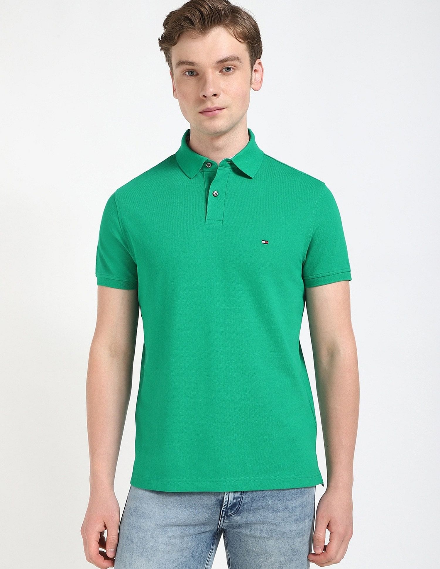 Tommy Hilfiger Solid Regular-Fit Cotton Polo Shirt