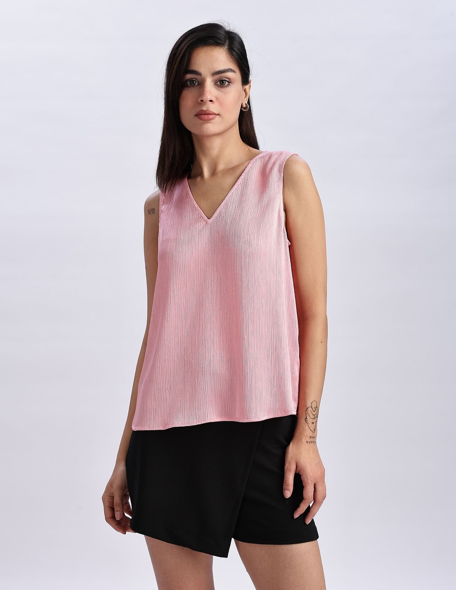 Calvin Klein Jeans Regular Fit Polyester V-Neck Tops