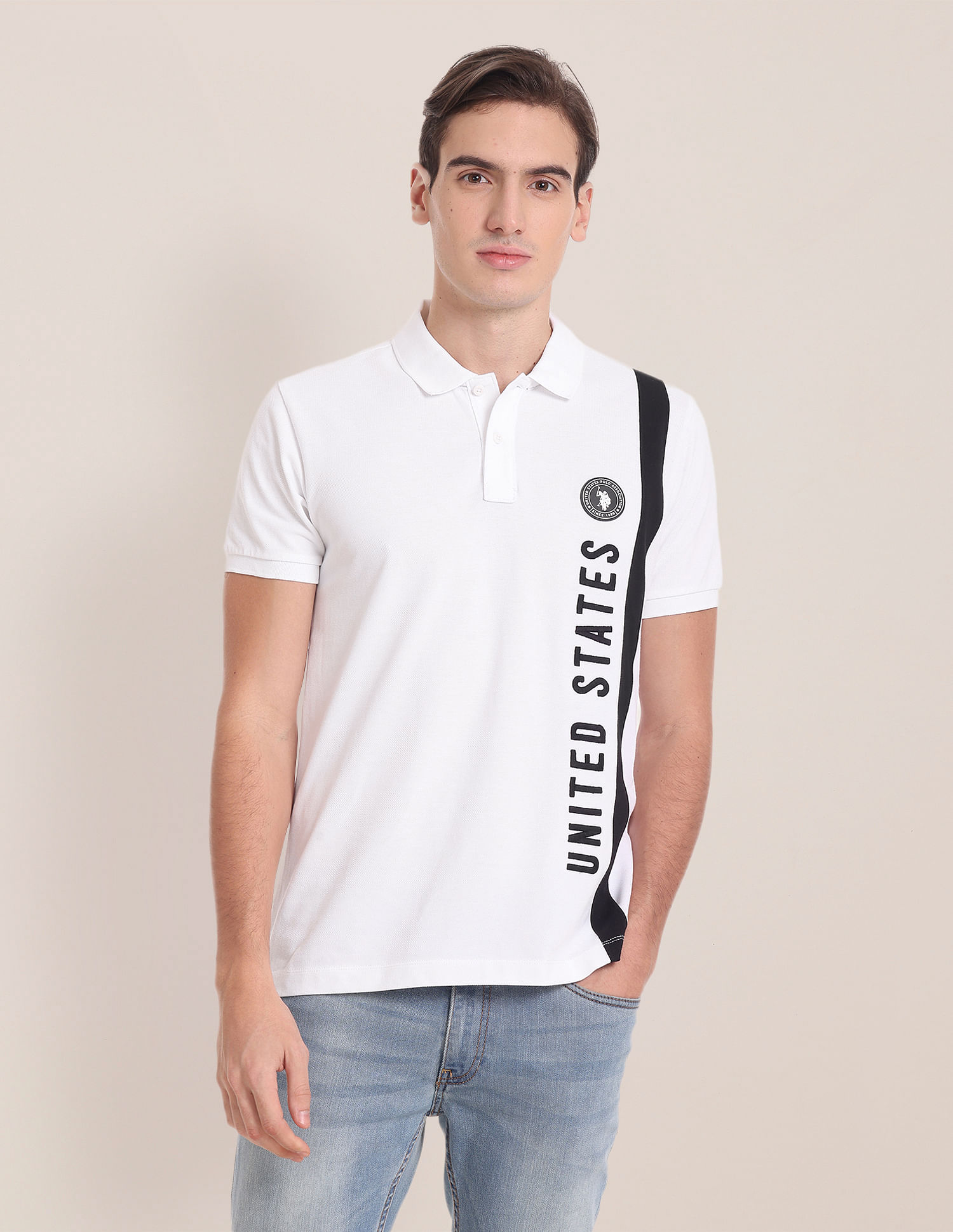 U.S. Polo Assn. Vertical Stripe Embroidered Logo Polo Shirt
