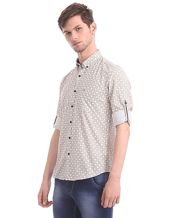 U.S. Polo Assn. Denim Co. Button Down Collar Geometric Print Shirt