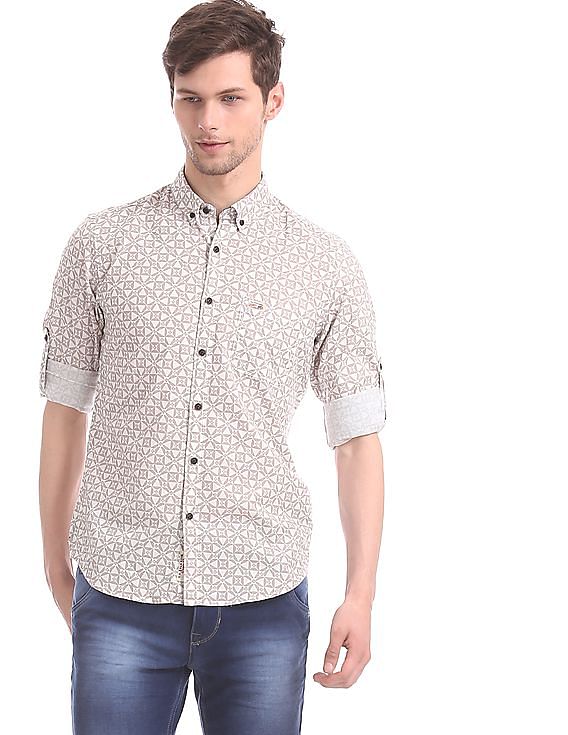 U.S. Polo Assn. Denim Co. Button Down Collar Geometric Print Shirt