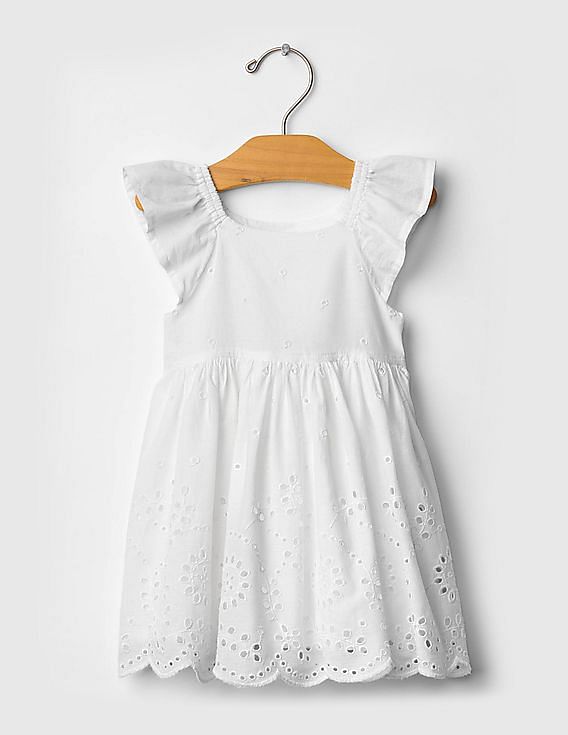 baby eyelet flutter dress