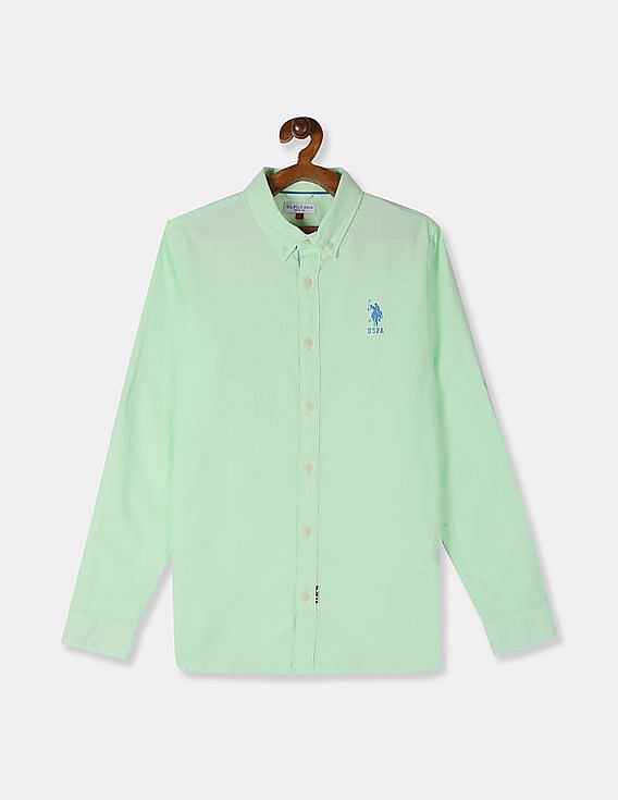 U.S. Polo Assn. Kids Boys Button Down Collar Solid Shirt