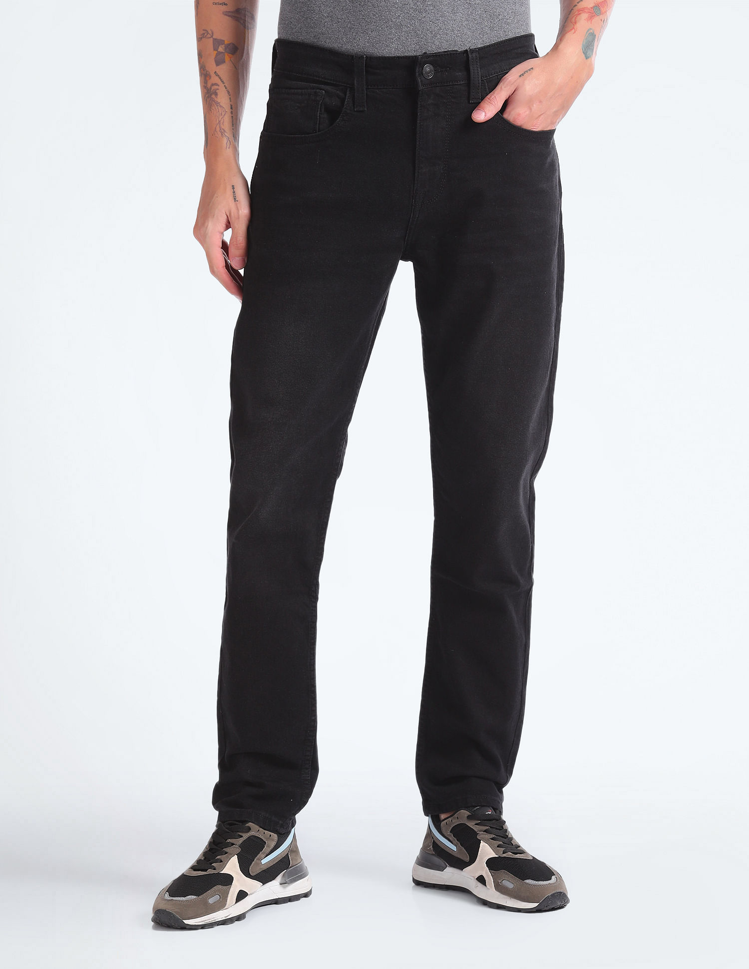 Flying Machine Slash Slim Tapered Rinsed Jeans