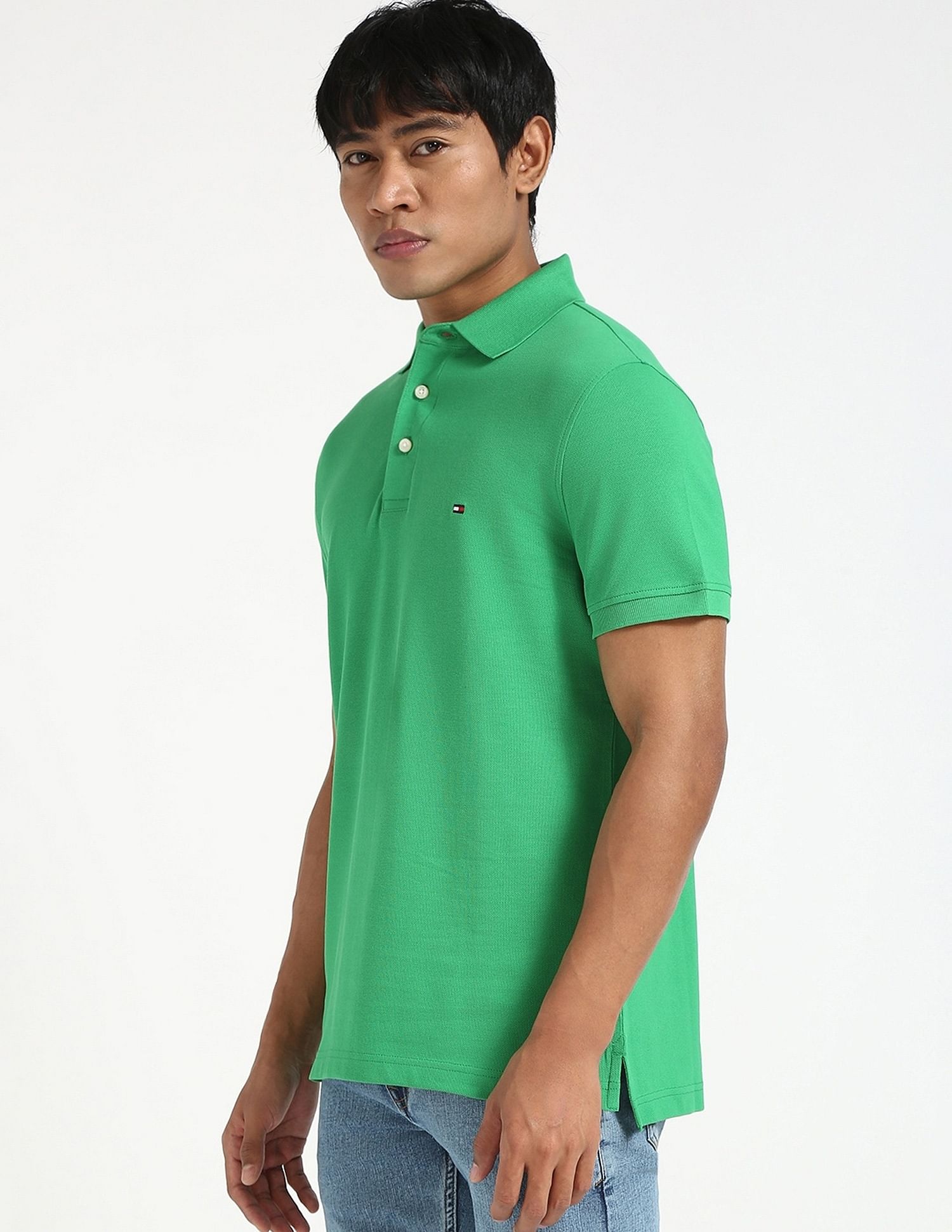 Tommy Hilfiger Solid Slim-Fit Cotton Polo Shirt