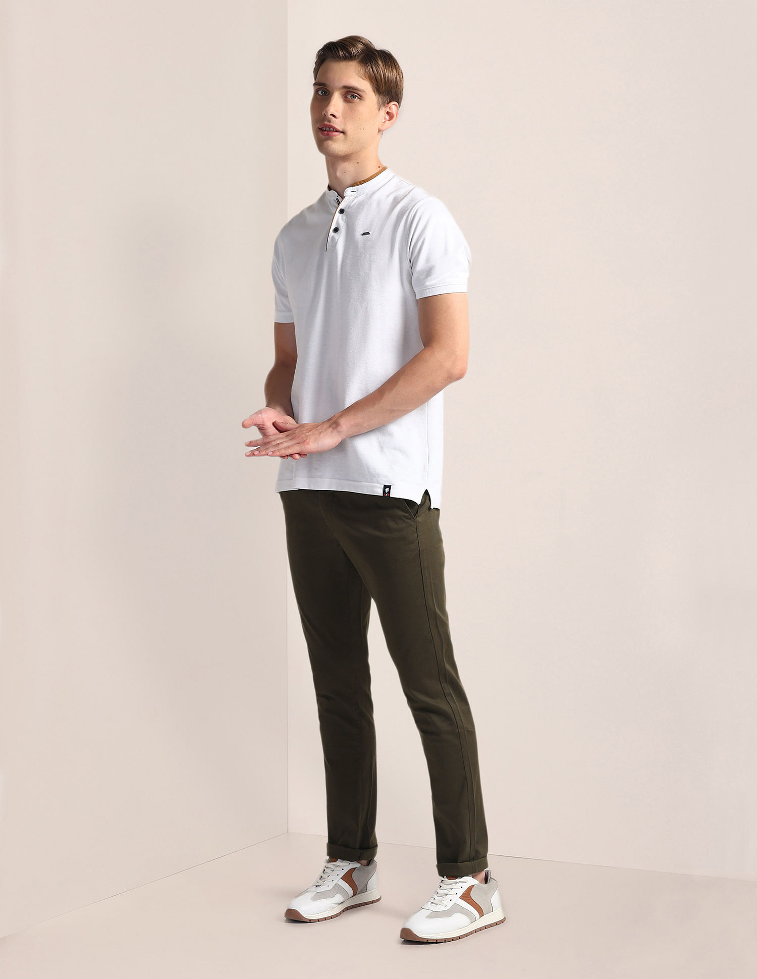 U.S. Polo Assn. Geometric Print Slim Twill Trousers