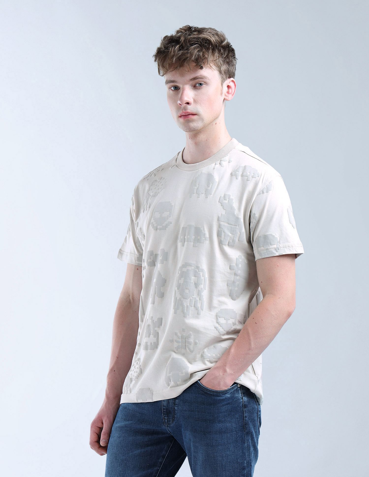 Flying Machine All Over Puff Printed Puff Digitopia T-Shirt