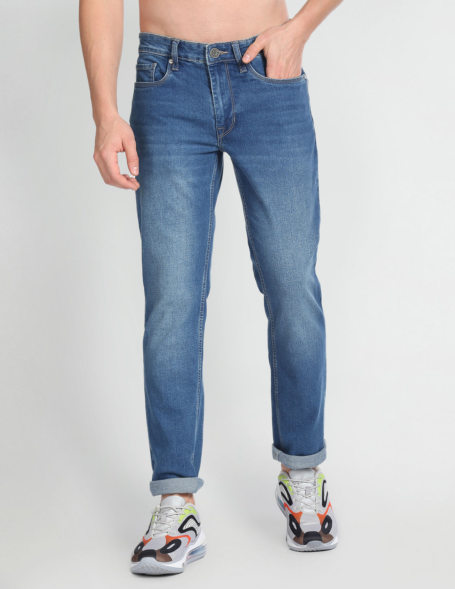 Flying Machine Freddie Slim Straight Fit Stone Wash Jeans