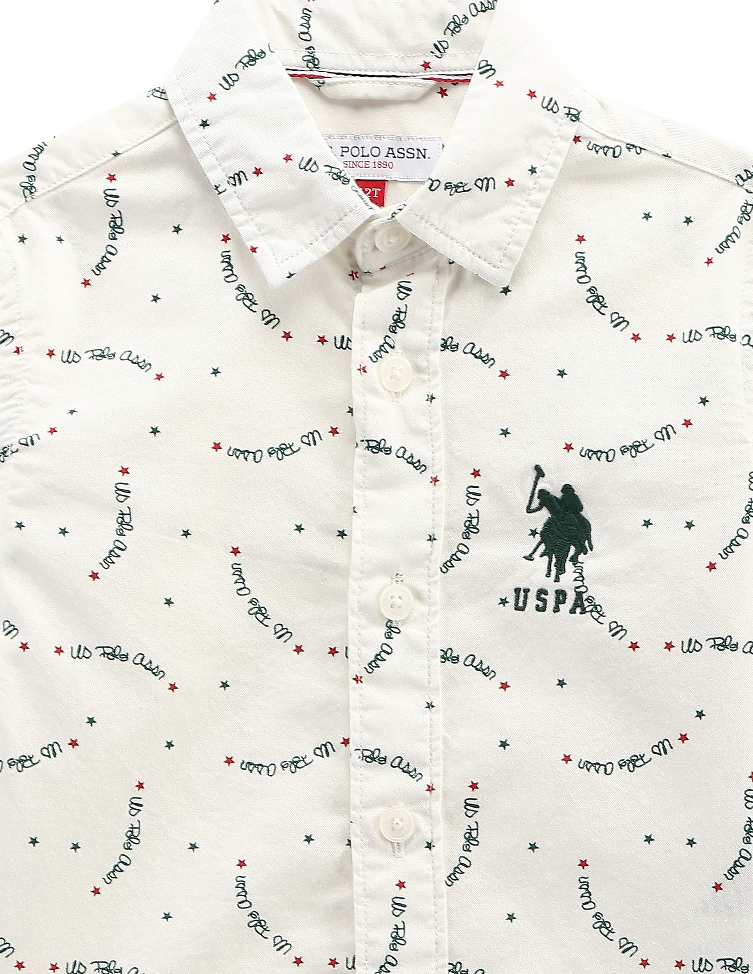 U.S. Polo Assn. Kids Boys Brand Print Cotton Shirt