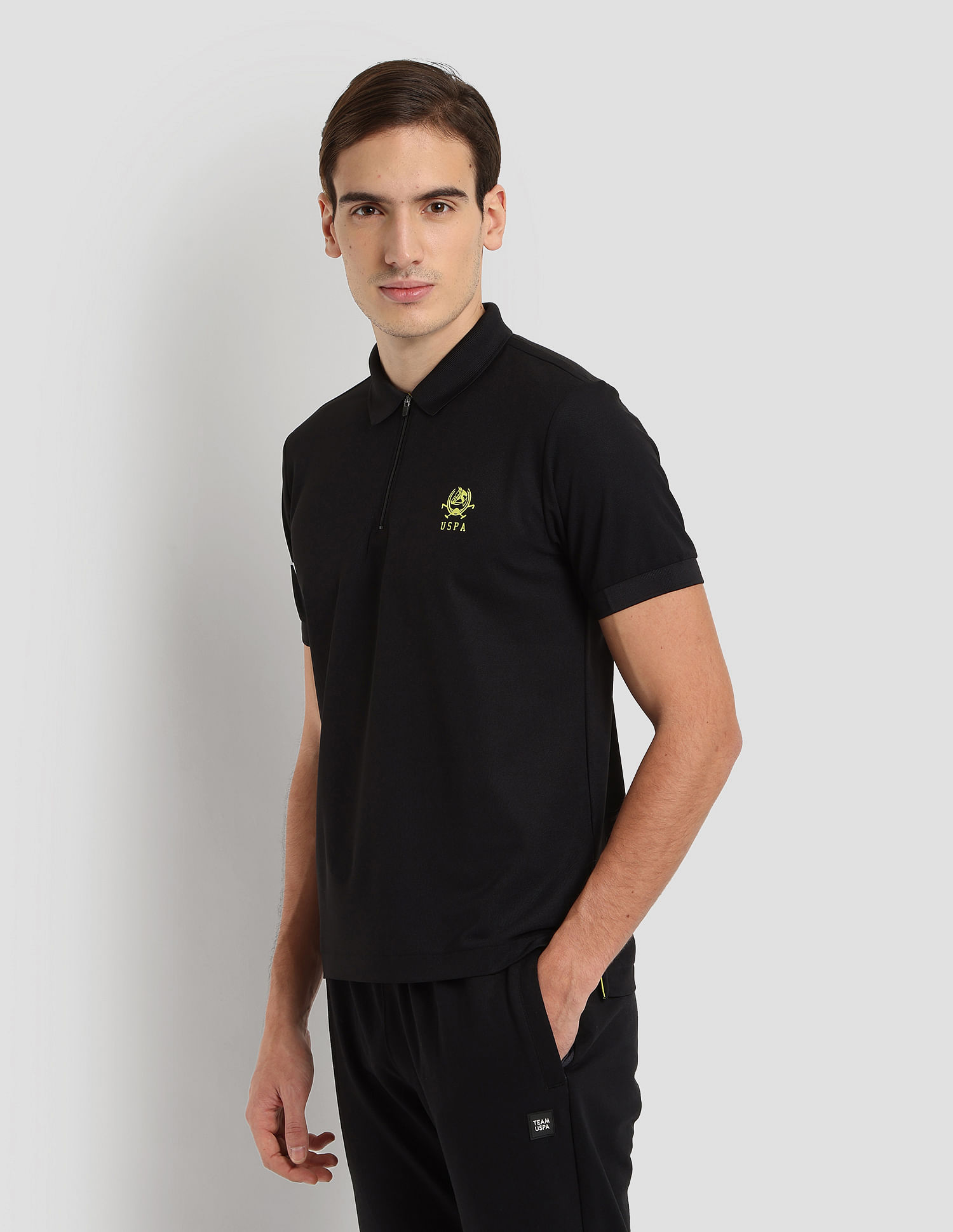 U.S. Polo Assn. Polyester Zipper Sport Polo Shirt