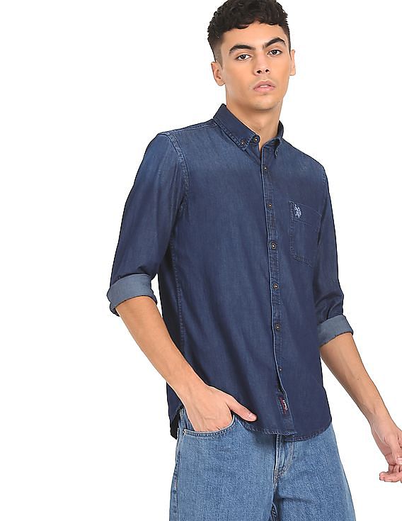 Buy GAP Men Blue Denim Shirt - NNNOW.com