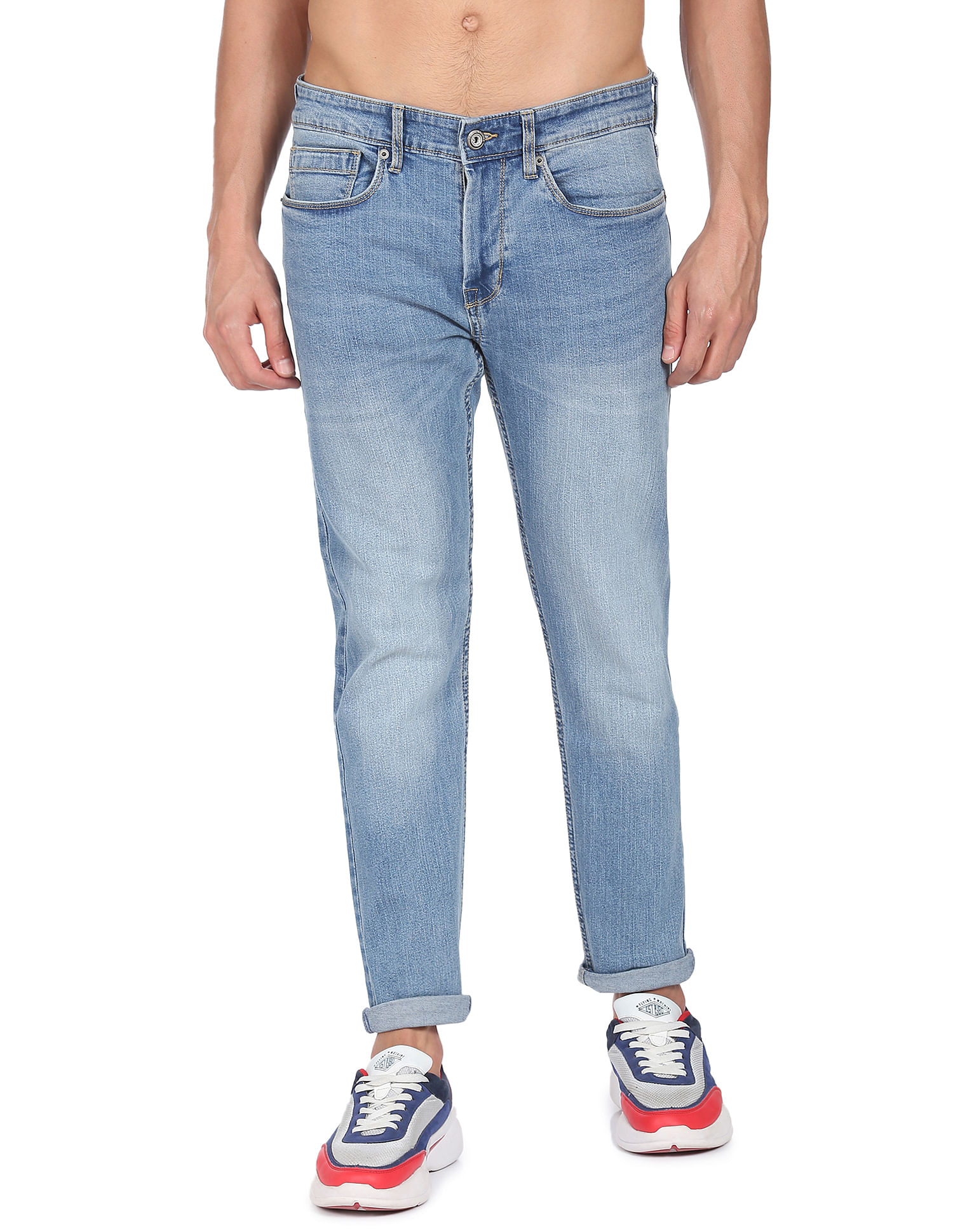 Flying Machine Slash Slim Tapered Fit Stone Wash Jeans