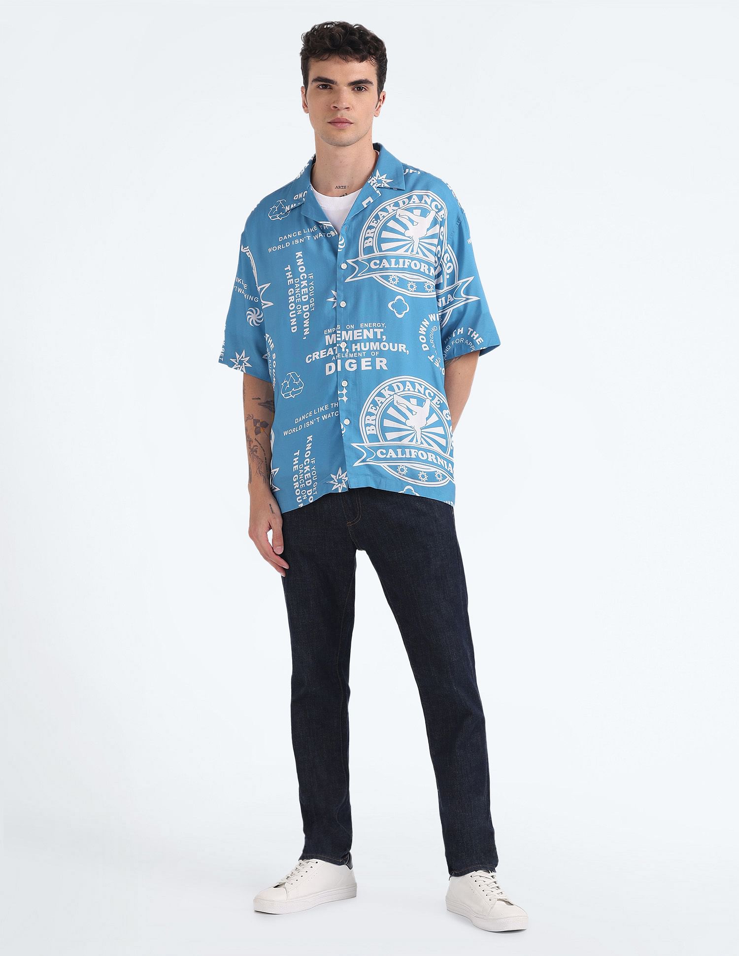 Flying Machine Graphic Print Oversized Shirt