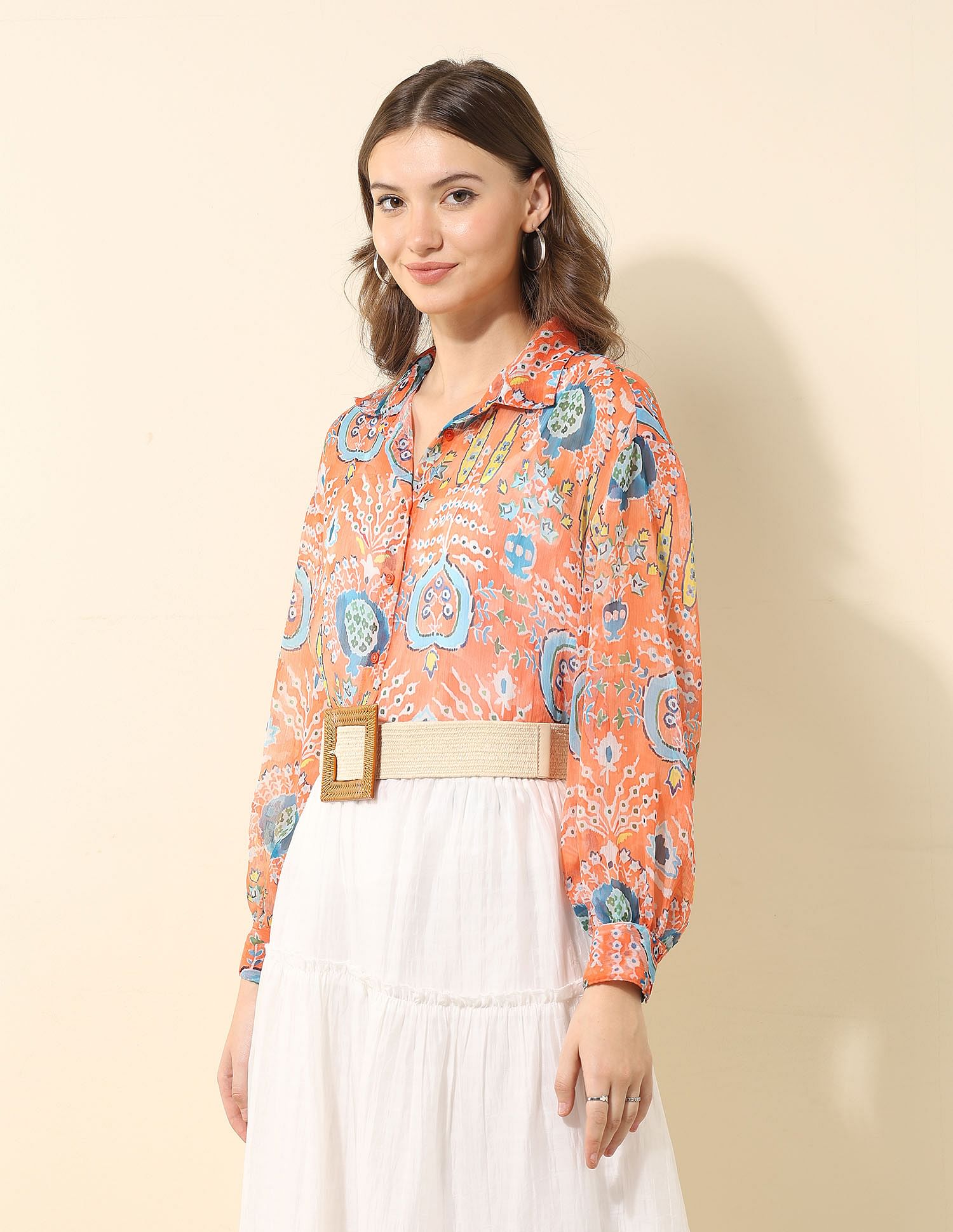 U.S. Polo Assn. Women Relaxed Fit Chiffon Sheer Shirt