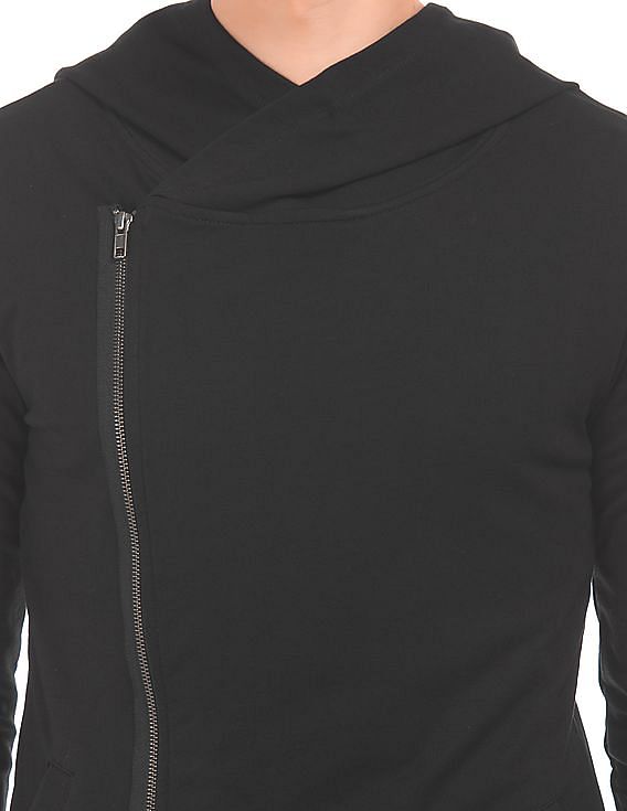 Asymmetric zip up outlet hoodie