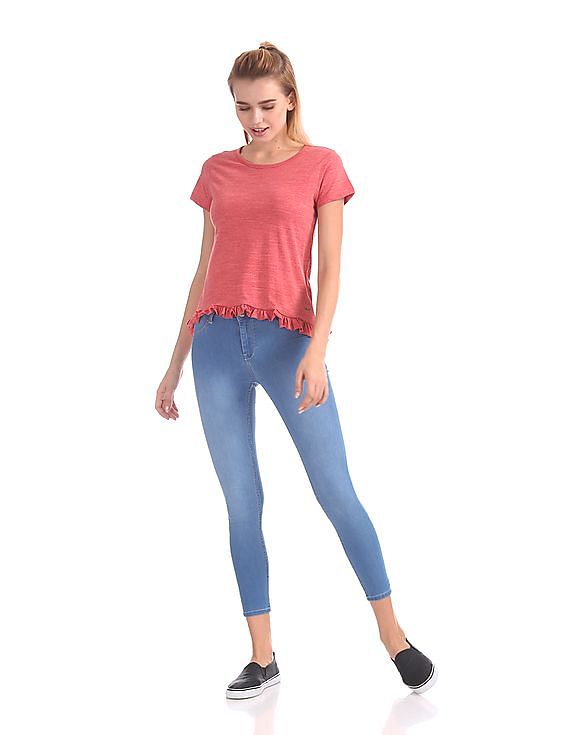 Flying Machine Women Mid Rise Cropped Jeggings