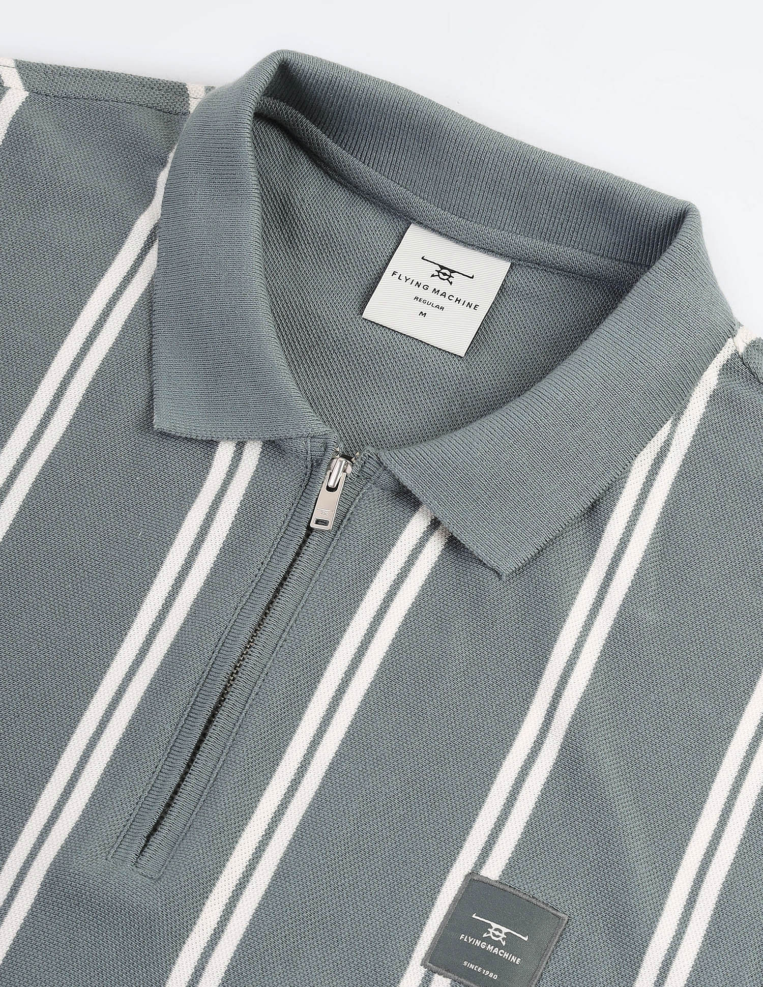 Flying Machine Vertical Stripe Pure Cotton Polo Shirt