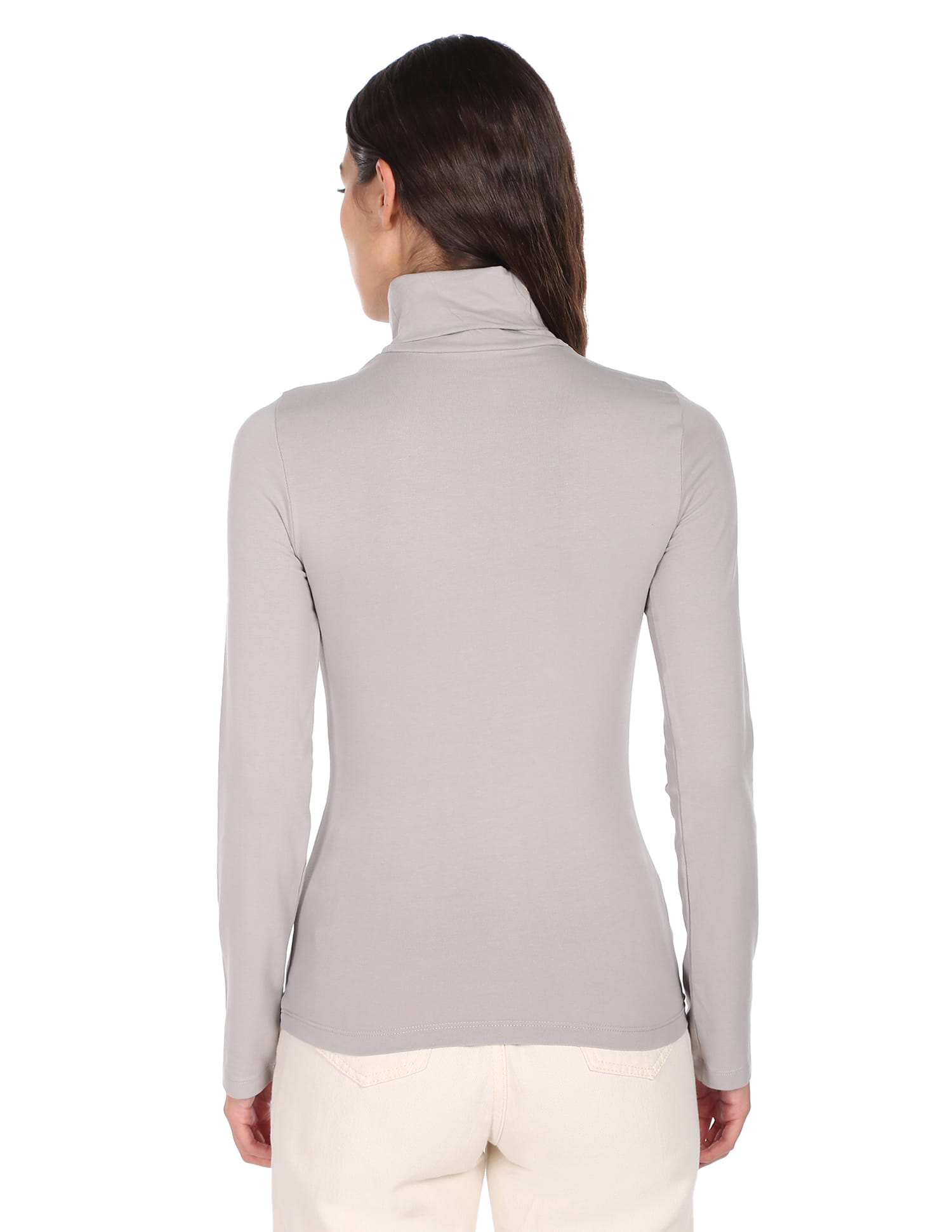 Buy Calvin Klein Women Grey Long Sleeve Turtleneck T-Shirt