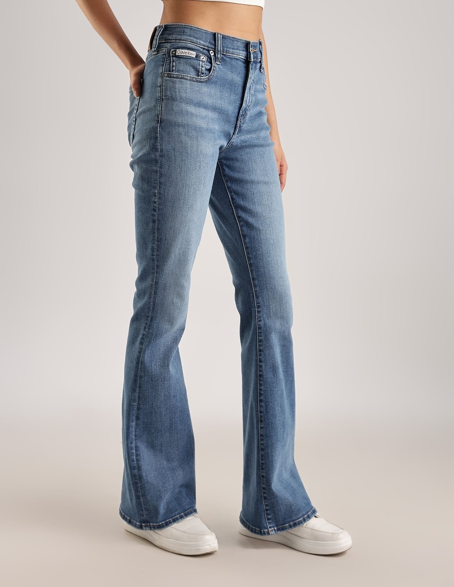 Calvin Klein Light-Wash Flared-Fit High Rise Jeans