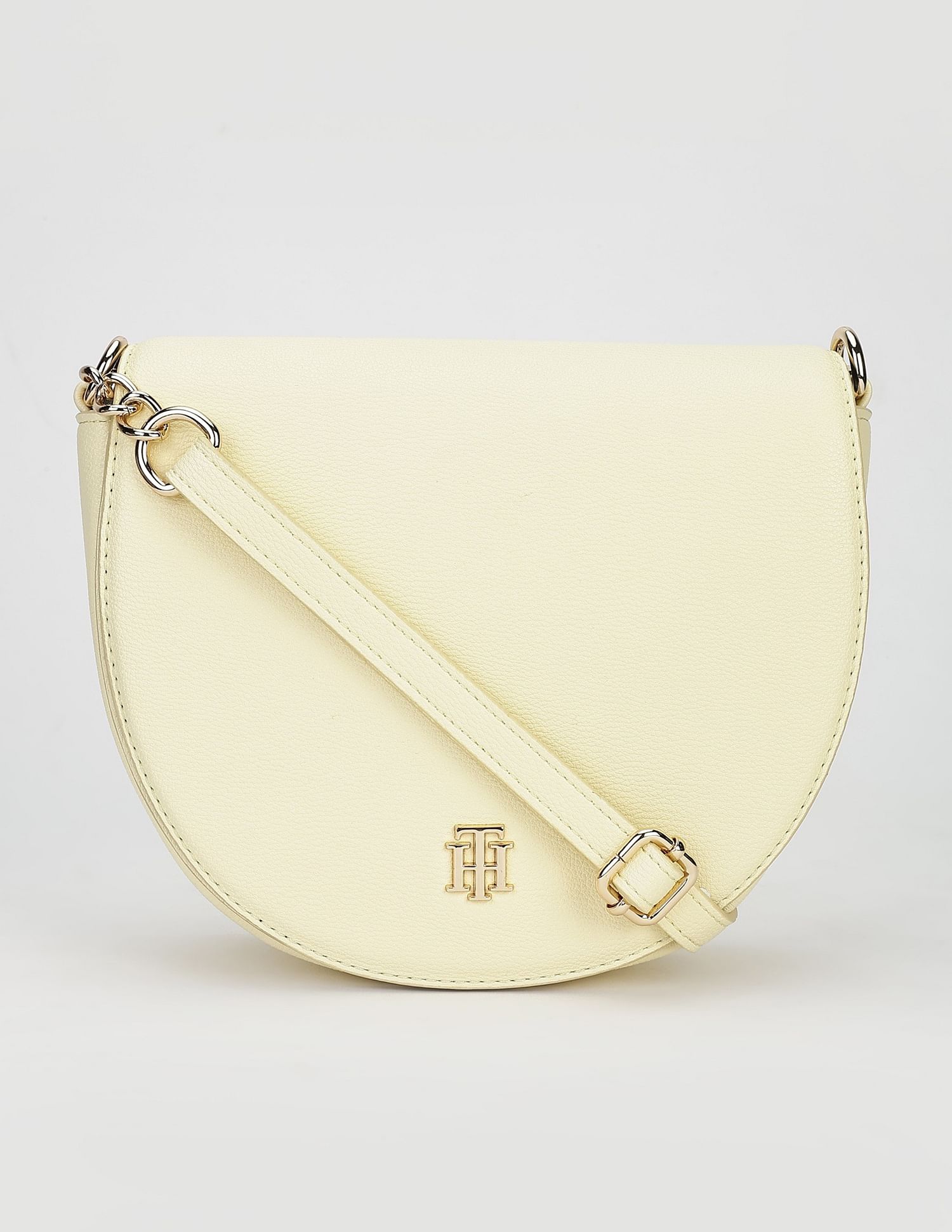 Tommy Hilfiger Solid Yellow PU Sling Bags