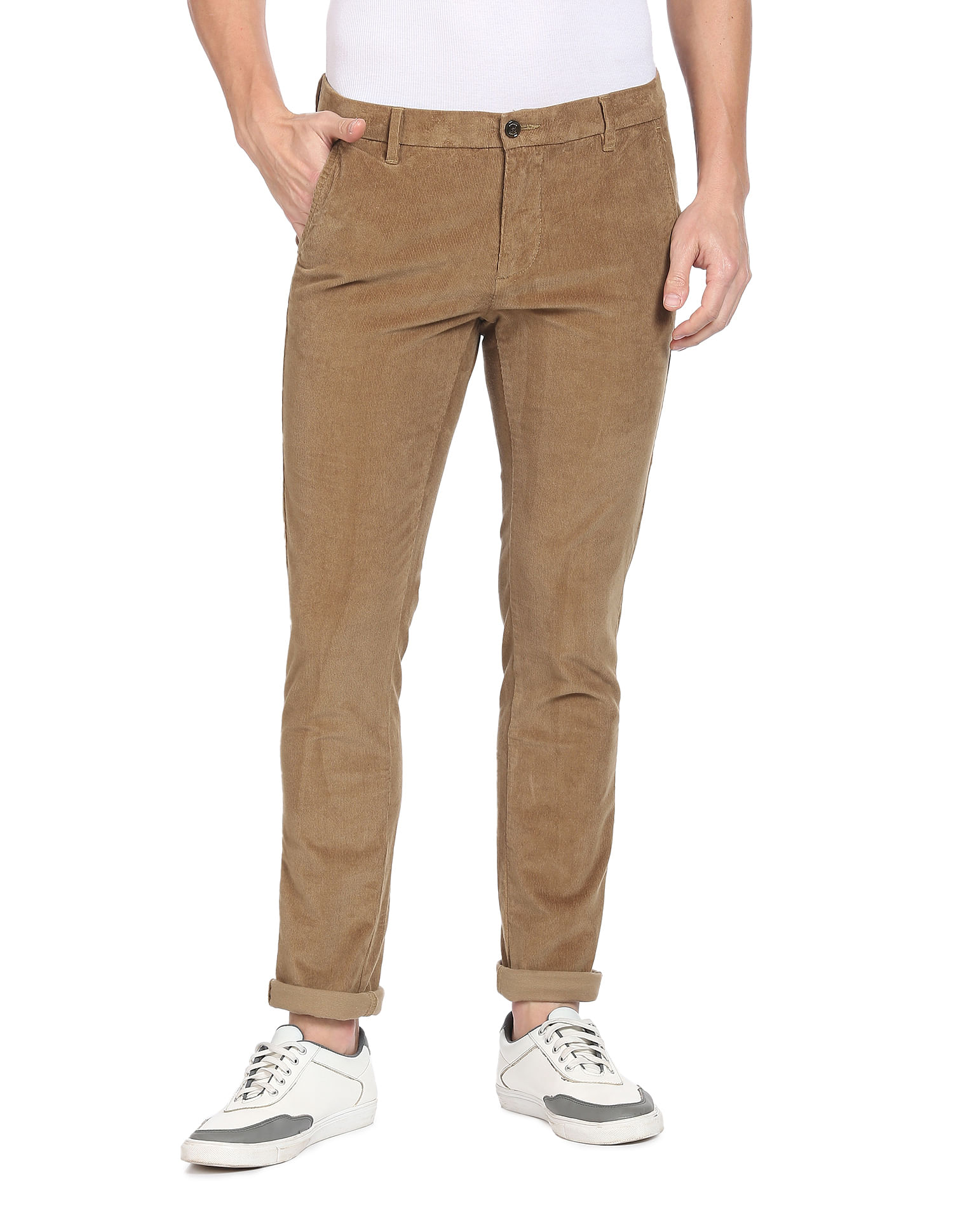 Buy BYFORD By Pantaloons Men Slim Fit Low Rise Cigarette Trousers - Trousers  for Men 25466182 | Myntra
