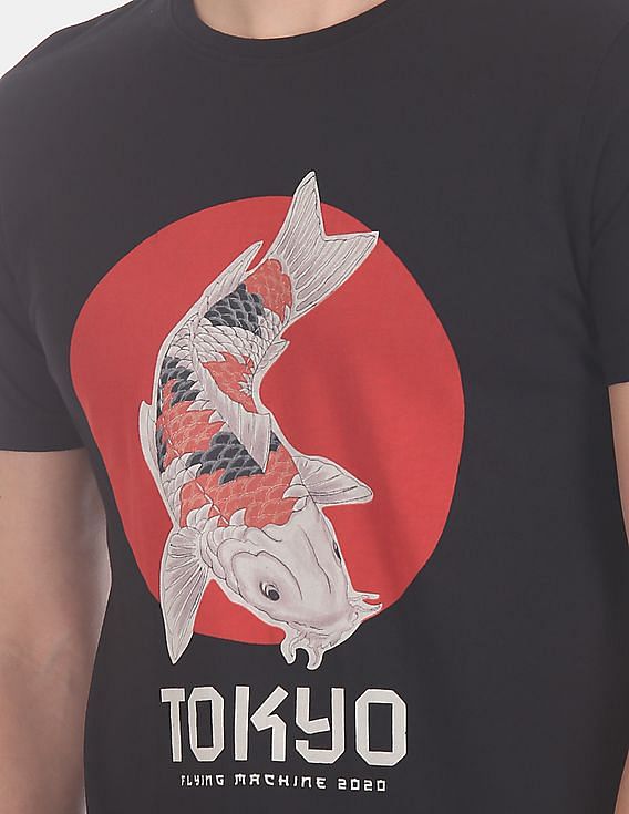 Buy Flying Machine Crew Neck Fish Print T-Shirt - NNNOW.com